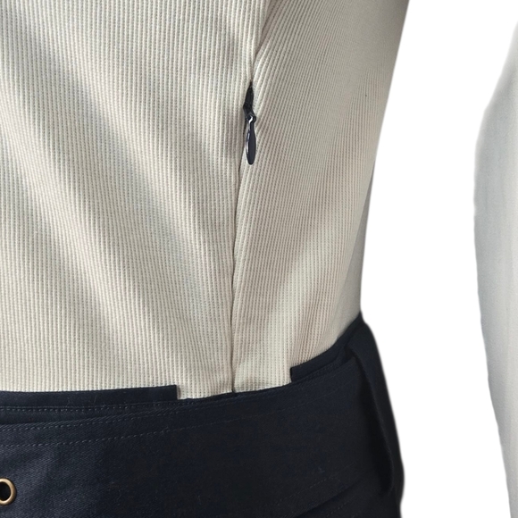 NWT $368 Veronica Beard Morrissey Contrast Belted Mini Dress White/Navy Size M - Picture 9 of 13